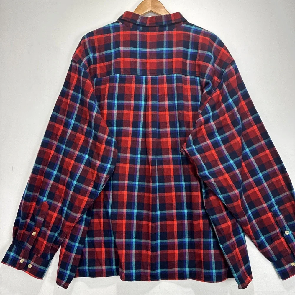 3XL Flannel John Blair RedBlue tartan Plaid Button Down Shirt Rugged Classic - Picture 11 of 11